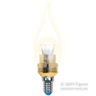 Светодиодная лампа-свеча LED 5Вт=40Вт для хрустальной люстры серия Crystal (LED-CW37P-5W ALC02GD)