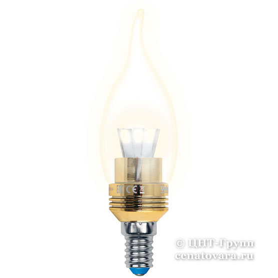 Светодиодная лампа-свеча LED 5Вт=40Вт для хрустальной люстры серия Crystal (LED-CW37P-5W ALC02GD)