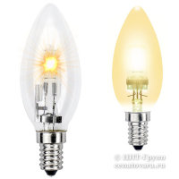 Галогенная лампа накаливания свеча 28Вт=40Вт теплый свет (HCL-СL-28W-Е14-c)