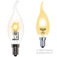 Галогенная лампа накаливания свеча на ветру 28Вт=40Вт теплый свет (HCL-СL-28W-Е14-f)