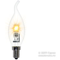 Галогенная лампа накаливания свеча на ветру 60Вт=75Вт теплый свет (HCL-СL-60W-Е14-f)