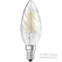 LED SCL BW40 4W/827 230V FIL E14 470lm прозрачная - свеча витая светодиодная лампа OSRAM 4058075055391