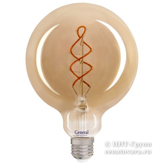 Лампа светодиодная 6Вт шар ST64 cерый филамент (GLDEN-ST64DSS-6-230)