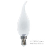 Лампа светодиодная 6Вт свеча на ветру CWS матовый филамент (GLDEN-CWS-M-6-230) 