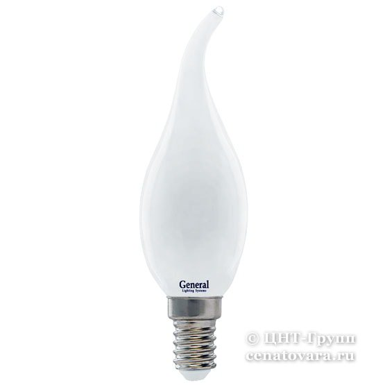 Лампа светодиодная 6Вт свеча на ветру CWS матовый филамент (GLDEN-CWS-M-6-230) 