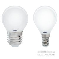 Лампа светодиодная 6Вт шар G45 матовый филамент (GLDEN-G45S-M-6-230)