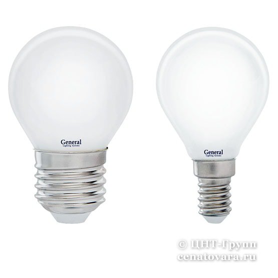 Лампа светодиодная 7Вт шар G45 матовый филамент (GLDEN-G45S-M-7-230) 