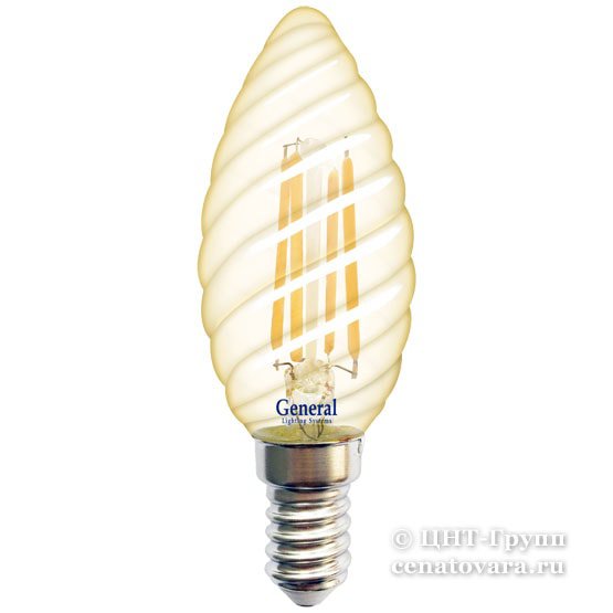 Лампа светодиодная 7Вт свеча витая CTS золотая филамент (GLDEN-CTS-7-230) 