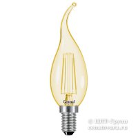 Лампа светодиодная 7Вт свеча на ветру CWS золотая филамент (GLDEN-CWS-7-230) 